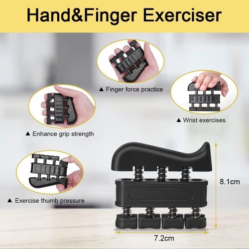 5 IN 1 PCS Hand Grip Strengthener Set Strength Training Equipment Forearm Finger Exerciser, Finger Stretcher, Adjustable Hand Gripper, Exercise Ring & Grip Ball for Injury Rehabilitation,  Athlete, Musicians