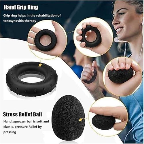 5 IN 1 PCS Hand Grip Strengthener Set Strength Training Equipment Forearm Finger Exerciser, Finger Stretcher, Adjustable Hand Gripper, Exercise Ring & Grip Ball for Injury Rehabilitation,  Athlete, Musicians