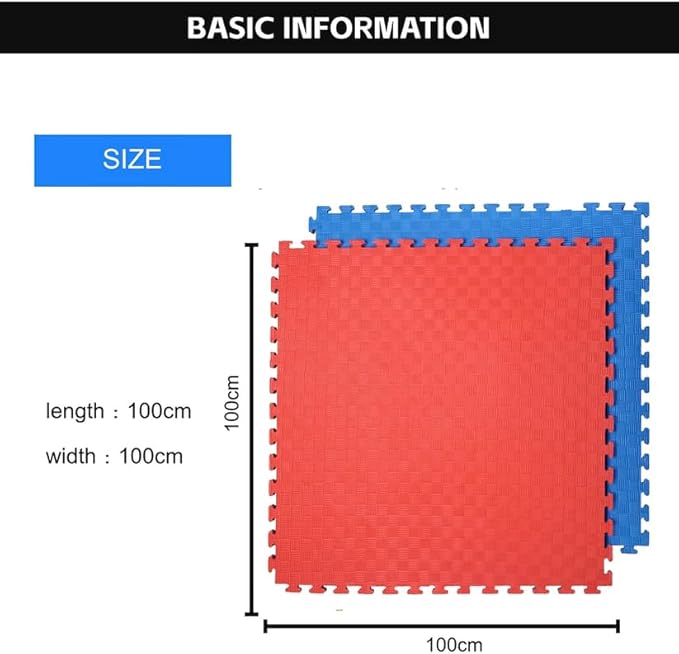 Interlocking EVA Foam, Non-Toxic Foam Floor Mat Tiles, (1 Meter x 1 Meter ),Thickness- 30mm,Red & Blue (4 Mats)