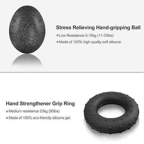 5 IN 1 PCS Hand Grip Strengthener Set Strength Training Equipment Forearm Finger Exerciser, Finger Stretcher, Adjustable Hand Gripper, Exercise Ring & Grip Ball for Injury Rehabilitation,  Athlete, Musicians