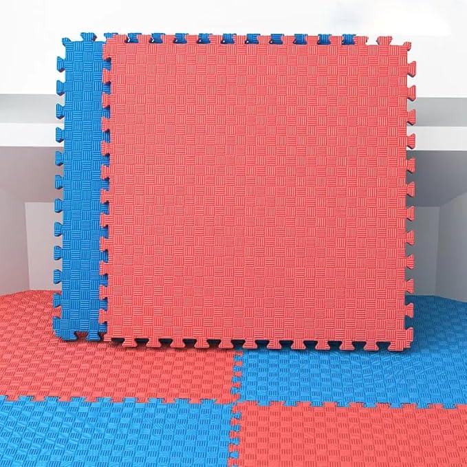 Interlocking EVA Foam, Non-Toxic Foam Floor Mat Tiles, (1 Meter x 1 Meter ),Thickness- 30mm,Red & Blue (4 Mats)