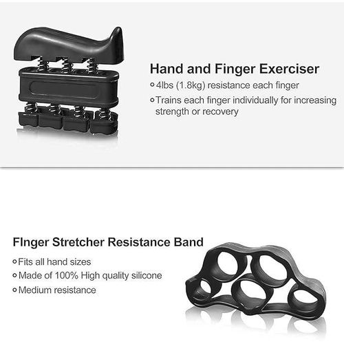 5 IN 1 PCS Hand Grip Strengthener Set Strength Training Equipment Forearm Finger Exerciser, Finger Stretcher, Adjustable Hand Gripper, Exercise Ring & Grip Ball for Injury Rehabilitation,  Athlete, Musicians