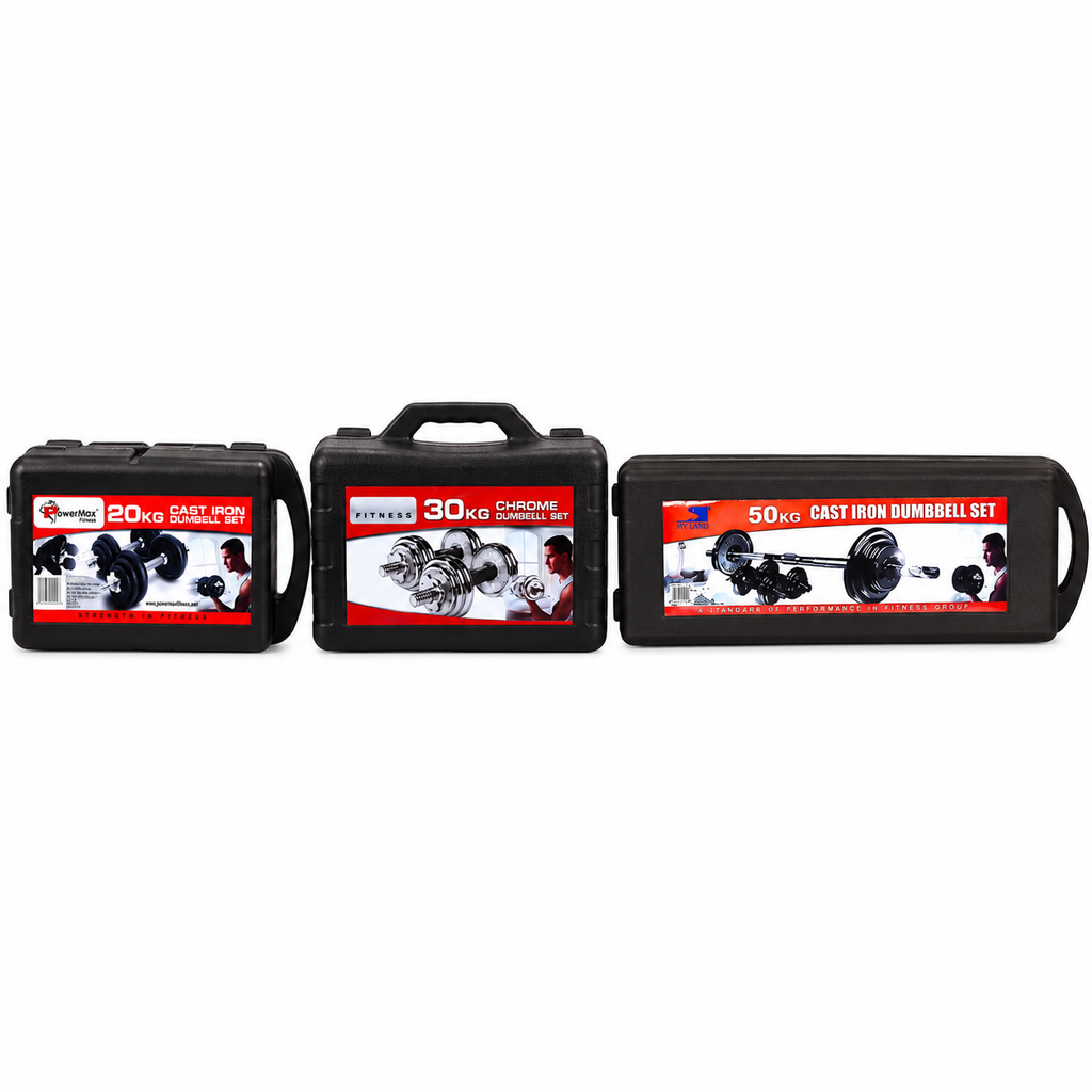 Adjustable Dumbbell & Barbell Weight Sets – 20kg, 30kg, 50kg Sets