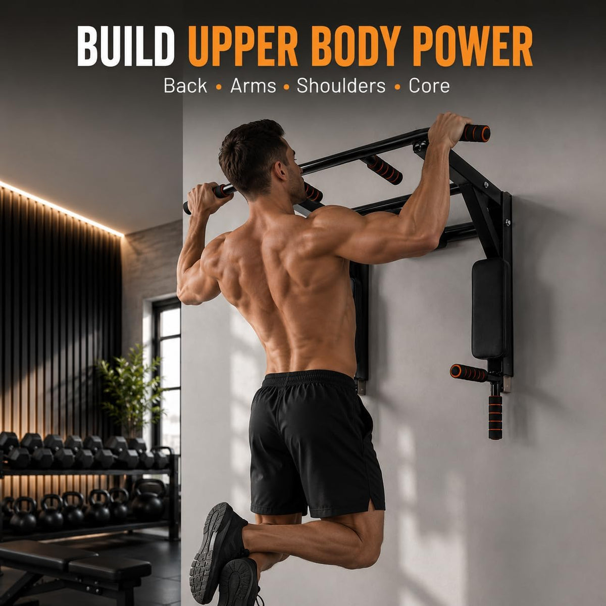 Wall-Mounted Pull-Up and Dip Bar Station