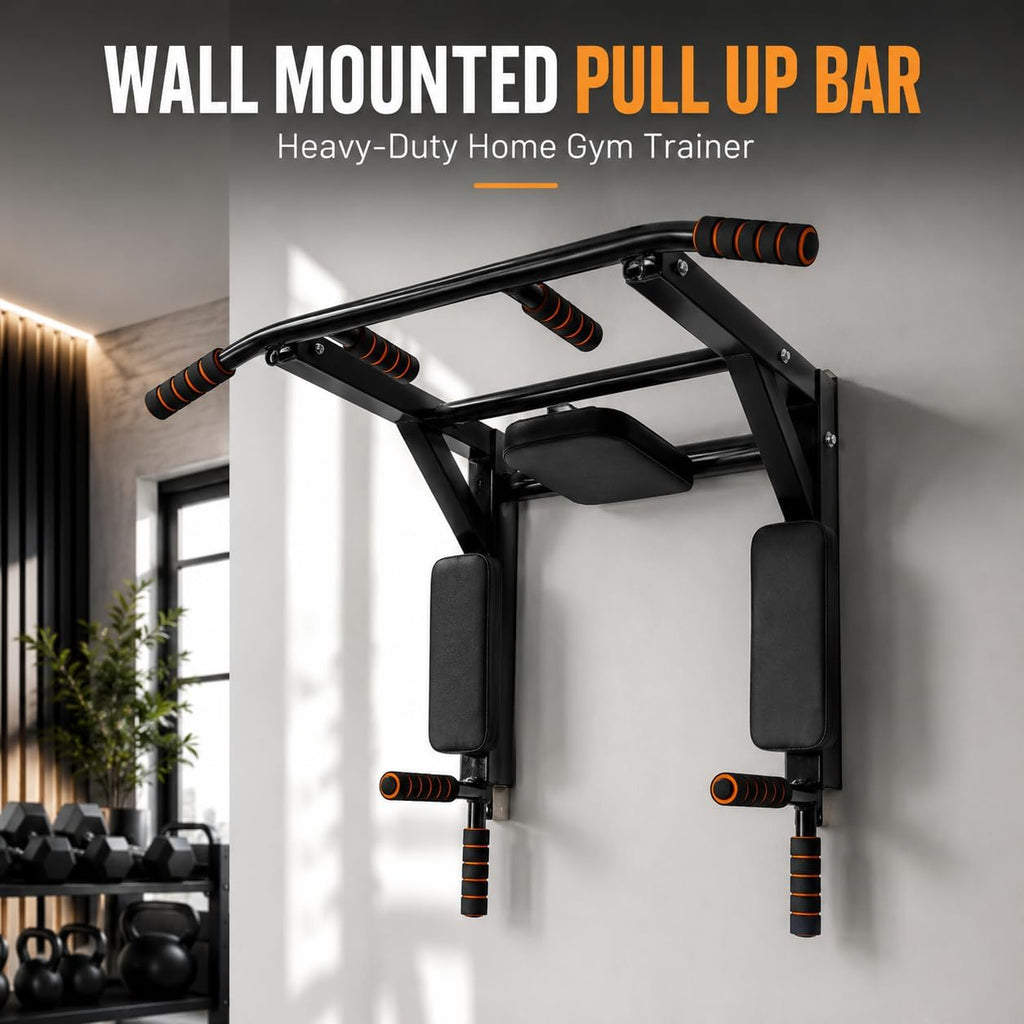 Wall-Mounted Pull-Up and Dip Bar Station