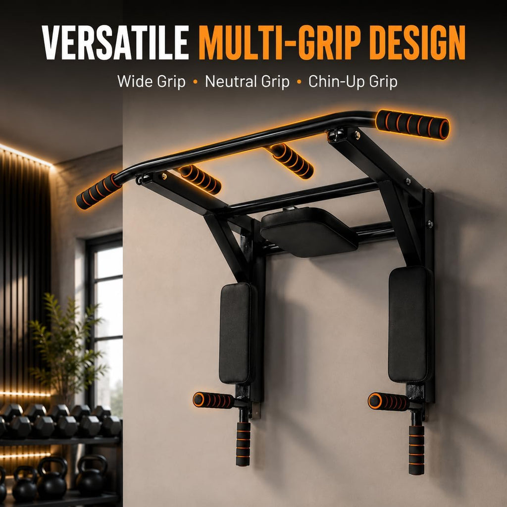 Wall-Mounted Pull-Up and Dip Bar Station